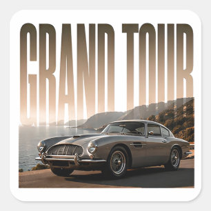 Grand Tour Luxury Driving Editorial Graphic Design Square Sticker
