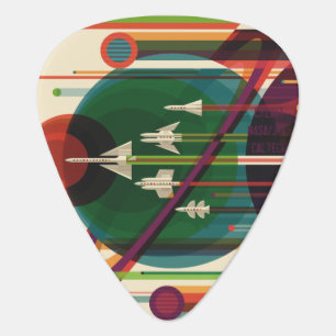 Grand Tour - Retro NASA Travel Poster Guitar Pick