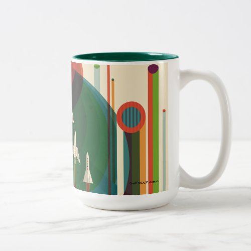 Grand Tour _ Retro NASA Travel Poster Two_Tone Mug