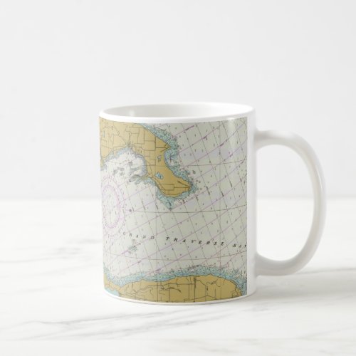 Grand Traverse Bay Michigan Nautical Chart Mug