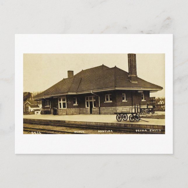Grand Trunk Depot Pontiac Michigan Postcard (Front)