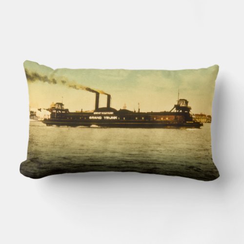 Grand Trunk Railroad Antique Vintage Postcard Lumbar Pillow