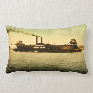 Grand Trunk Railroad Antique Vintage Postcard Lumbar Pillow