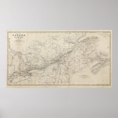 Grand Trunk Railway Map circa 1860 Poster