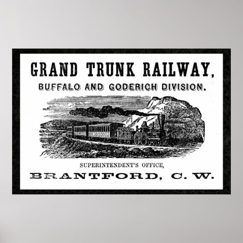 Grand Trunk Railway Reissue Vintage 36 x 24 Poster