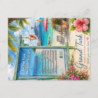 Grand Turk Turks and Caicos Conch weather station Postcard