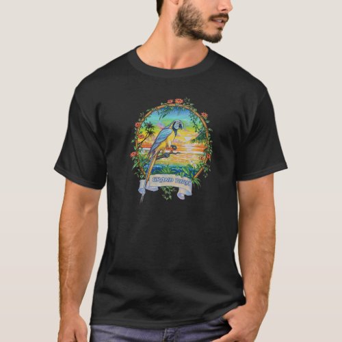 Grand Turk Turks  Caicos Vintage Tropical Parrot  T_Shirt