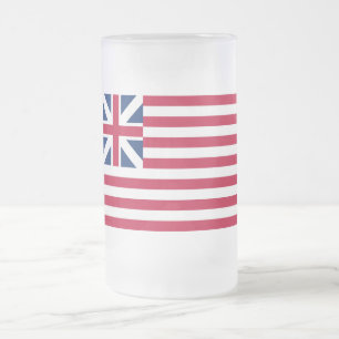 Grand Union, 1st USA Flag of Colonies Frosted Glass Beer Mug