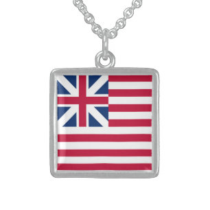 Grand Union, 1st USA Flag of Colonies Sterling Silver Necklace