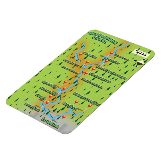 Grand Union Canal Map Magnet (Left Side)
