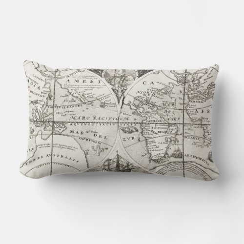 Grand Voyages Old Antique General Map World Lumbar Pillow
