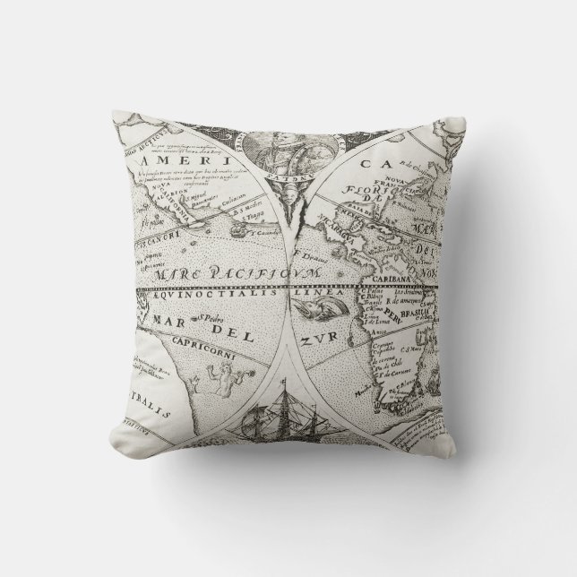 Grand Voyages Old Antique General Map World Throw Pillow (Front)