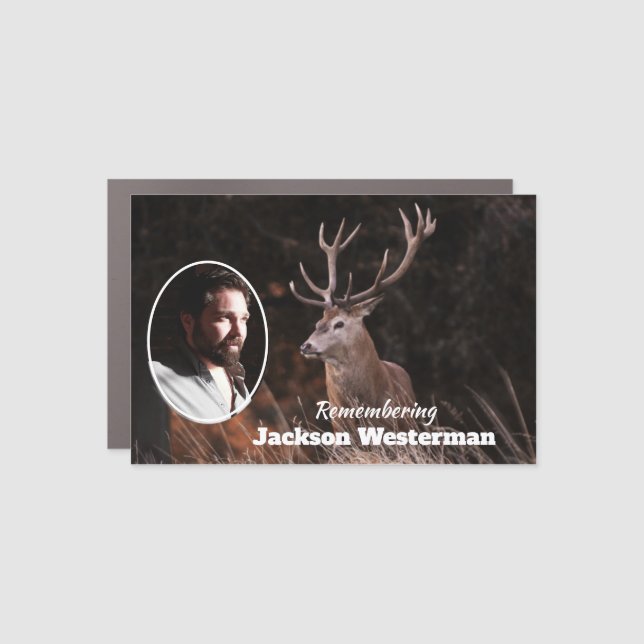 Grand White Tail Buck Memorial Car Magnet (Front)