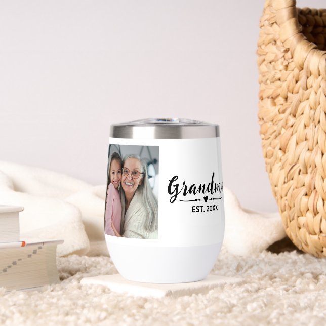 Granda Established Black Script Photo Thermal Wine Tumbler (Living Room (Rotated))