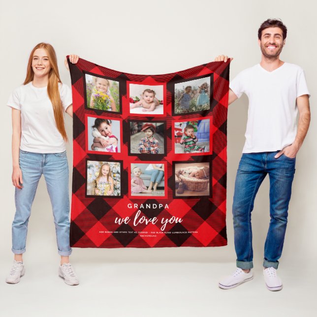 GRANDA PHOTO GIFTS - Photo Collage Lumberjack Fleece Blanket (In Situ)