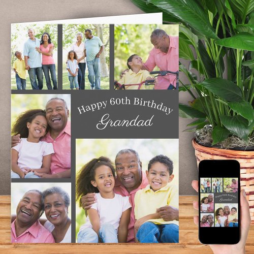 Grandad 6 Photo Collage Any Age Big Happy Birthday Card