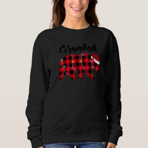 Grandad Bear Buffalo Red Plaid Lights Christmas Xm Sweatshirt