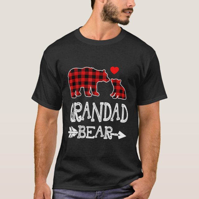 Grandad Bear Christmas Pajama Red Plaid Buffalo Fa T-Shirt (Front)