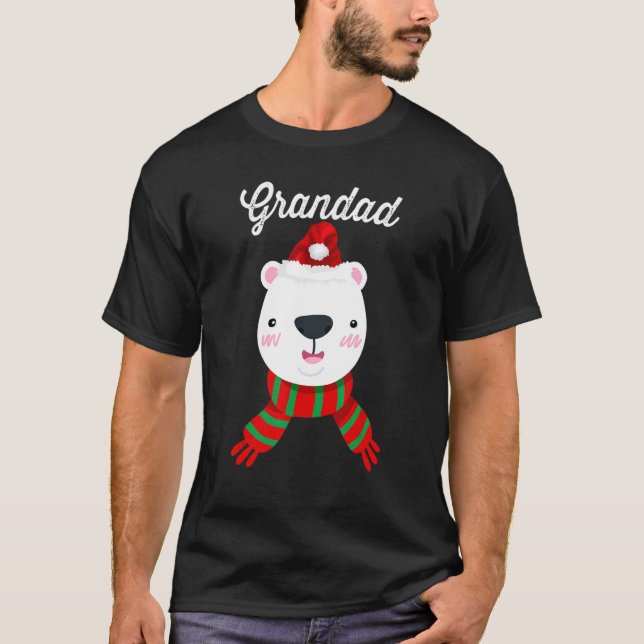 Grandad Bear Santa Hat  Christmas Matching Family T-Shirt (Front)