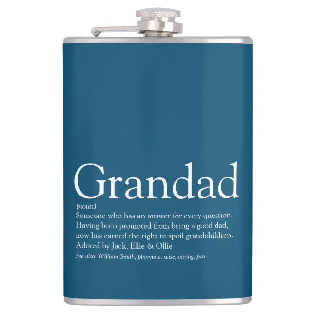 Grandad Definition Saying Quote Blue Flask (Front)