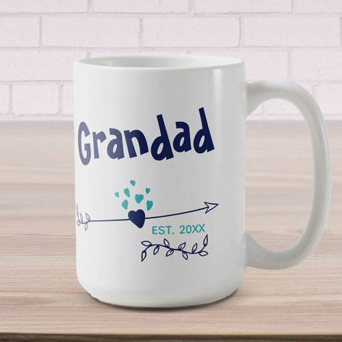 Grandad Est 20xx _ Hearts  Arrows _ Two Tone Blue Coffee Mug