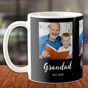 Grandad Established 3 Photo Black Coffee Mug