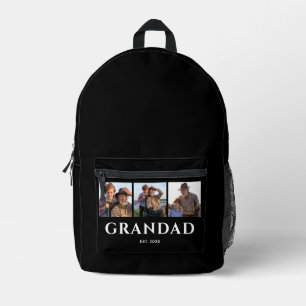 Grandad Established Black 3 Photo Printed Backpack
