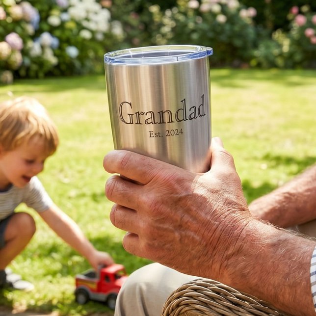 Grandad Established Black Bold Minimal  Insulated Tumbler (Creator Uploaded)