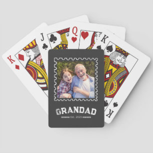 Grandad Established Black Moden Typography Photo Poker Cards