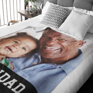 Grandad Established Black Modern Bold Photo Fleece Blanket