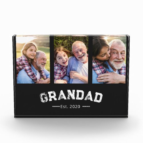 Grandad Established Bold Black 3 Photo Acrylic Award