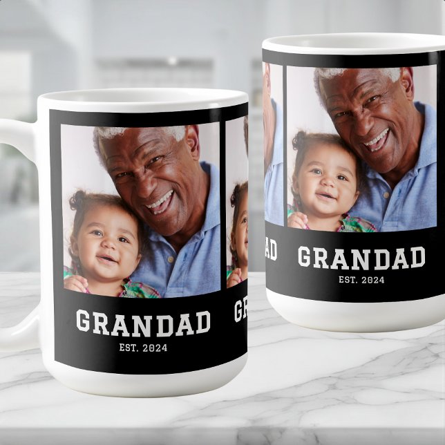 Grandad Established Bold Black 3 Photo Coffee Mug (Creator Uploaded)