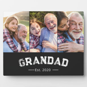Grandad Established Bold Black 3 Photo Plaque