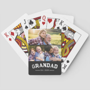 Grandad Established Bold Black 3 Photo Poker Cards
