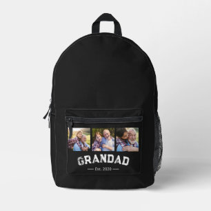 Grandad Established Bold Black 3 Photo Printed Backpack