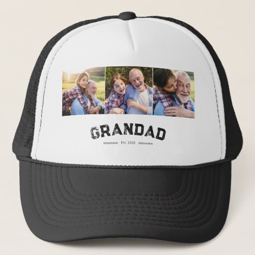 Grandad Established Bold Black 3 Photo Trucker Hat
