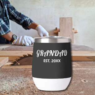 Grandad Established Bold White Typography Thermal Wine Tumbler