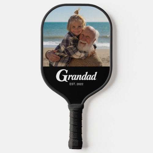 Grandad Established Fun Bold Photo Pickleball Paddle