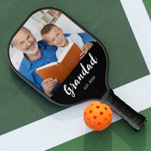 Grandad Established Fun Script Photo Pickleball Paddle