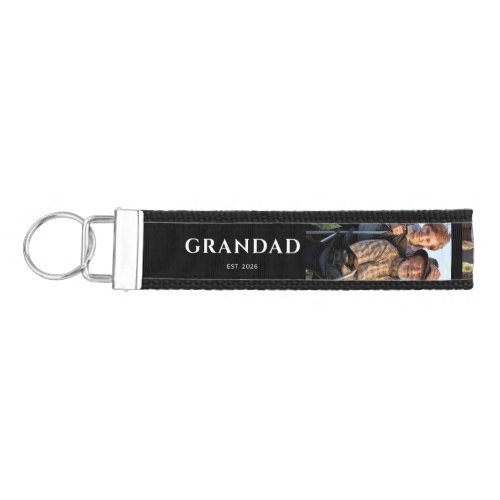 Grandad Established Modern Black 3 Photo Wrist Keychain