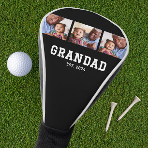 Grandad Established Modern Bold Bold Black 3 Photo Golf Head Cover
