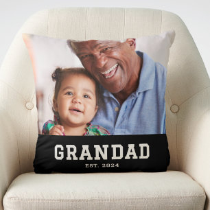 Grandad Established Modern Bold Photo Throw Pillow