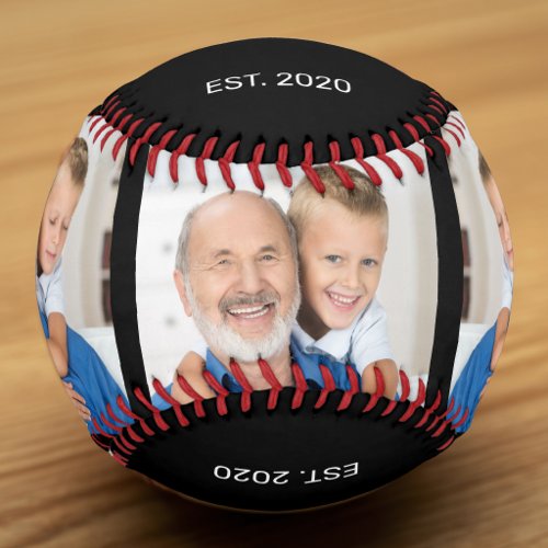 Grandad Established Modern Script 3 Photo Black Baseball