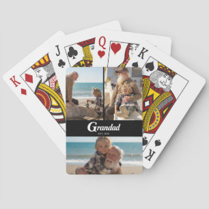 Grandad Established Modern Script 3 Photo Poker Cards