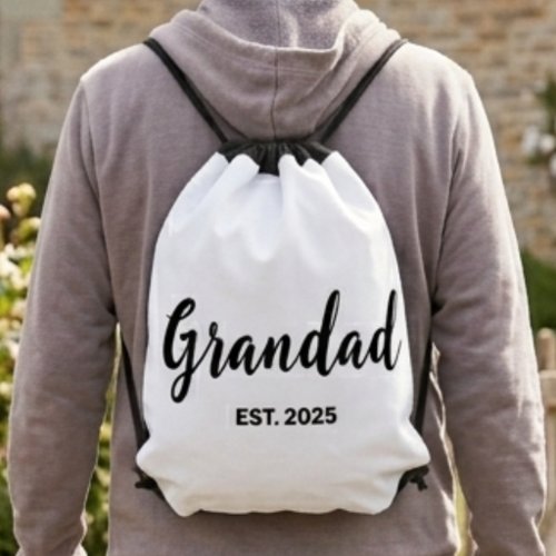 Grandad Established New Grandfather Gift Drawstring Bag