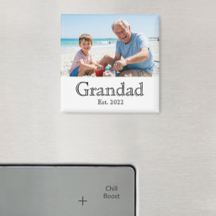 Grandad Established Photo Black Bold Minimal Magnet