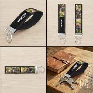 Grandad Established Photo Gift Keepsake Wrist Keychain