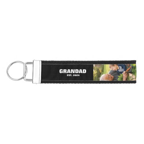 Grandad Established Photo Gift Keepsake Wrist Keychain