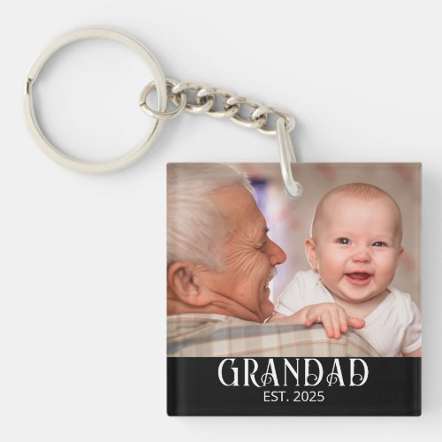 Grandad Established Photo Gift Keychain