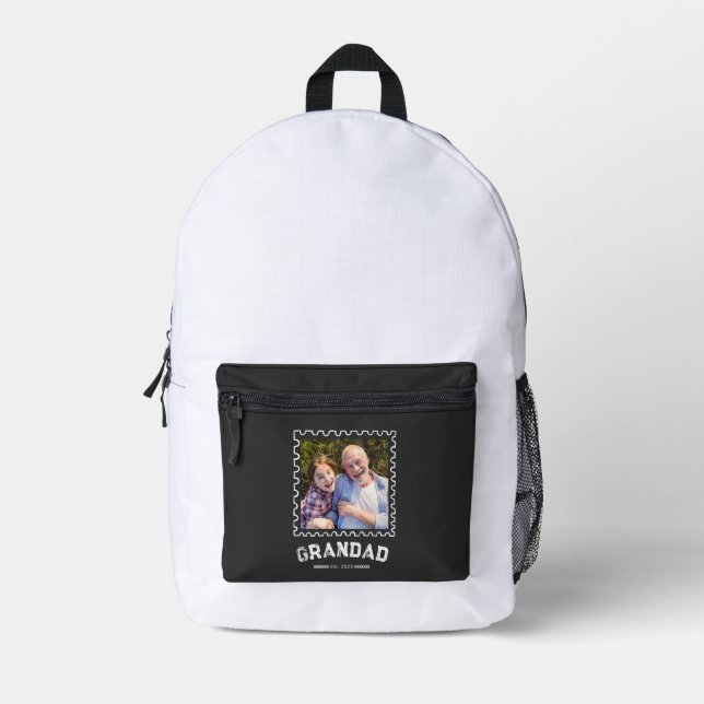 Grandad Established Photo Gift Printed Backpack (Front)